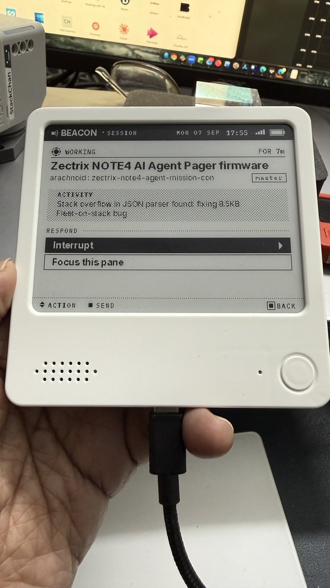 An AI agent pager, built by Shantanu on NOTE4.