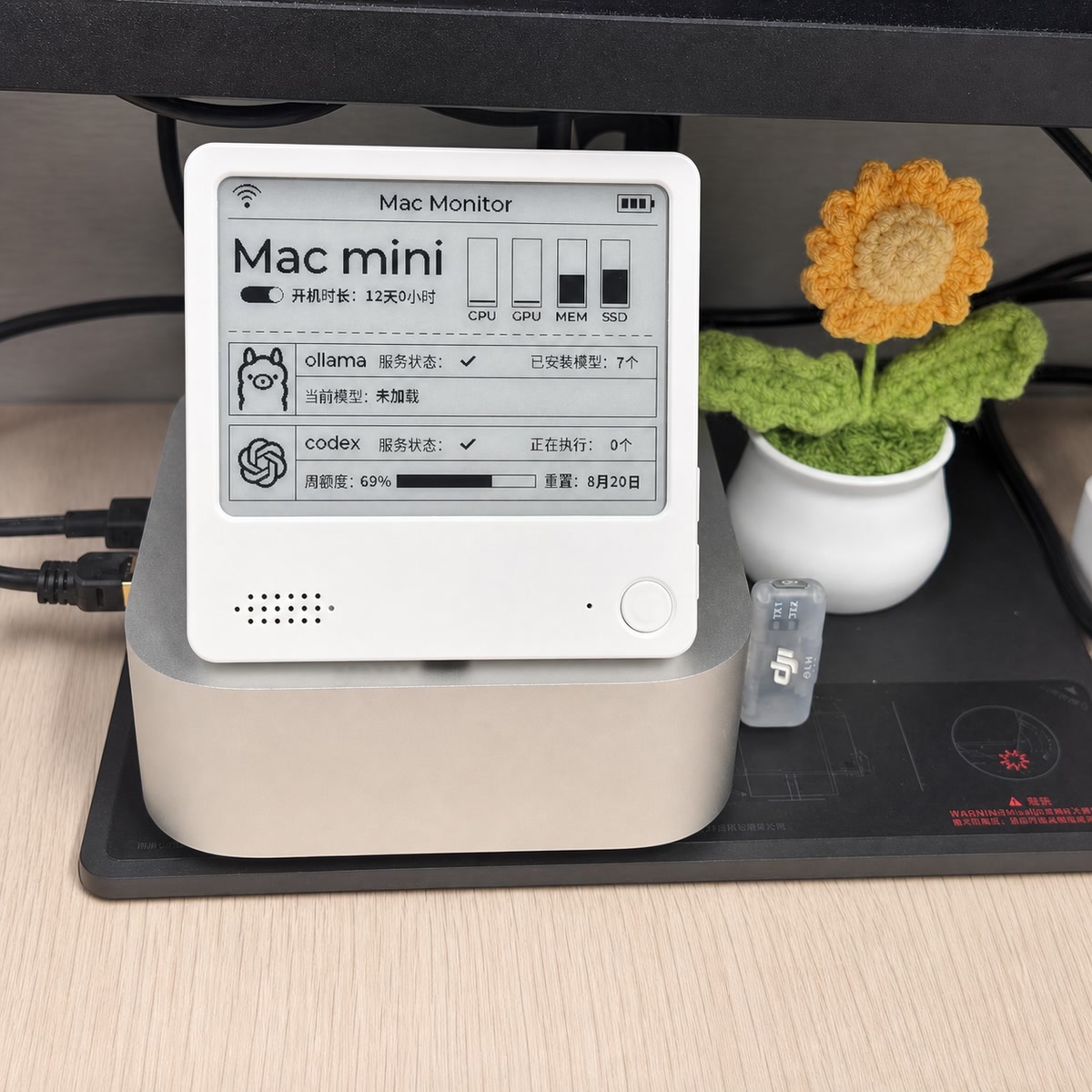 Mac miniの上でPCとAIサービスの状況を表示するNOTE4