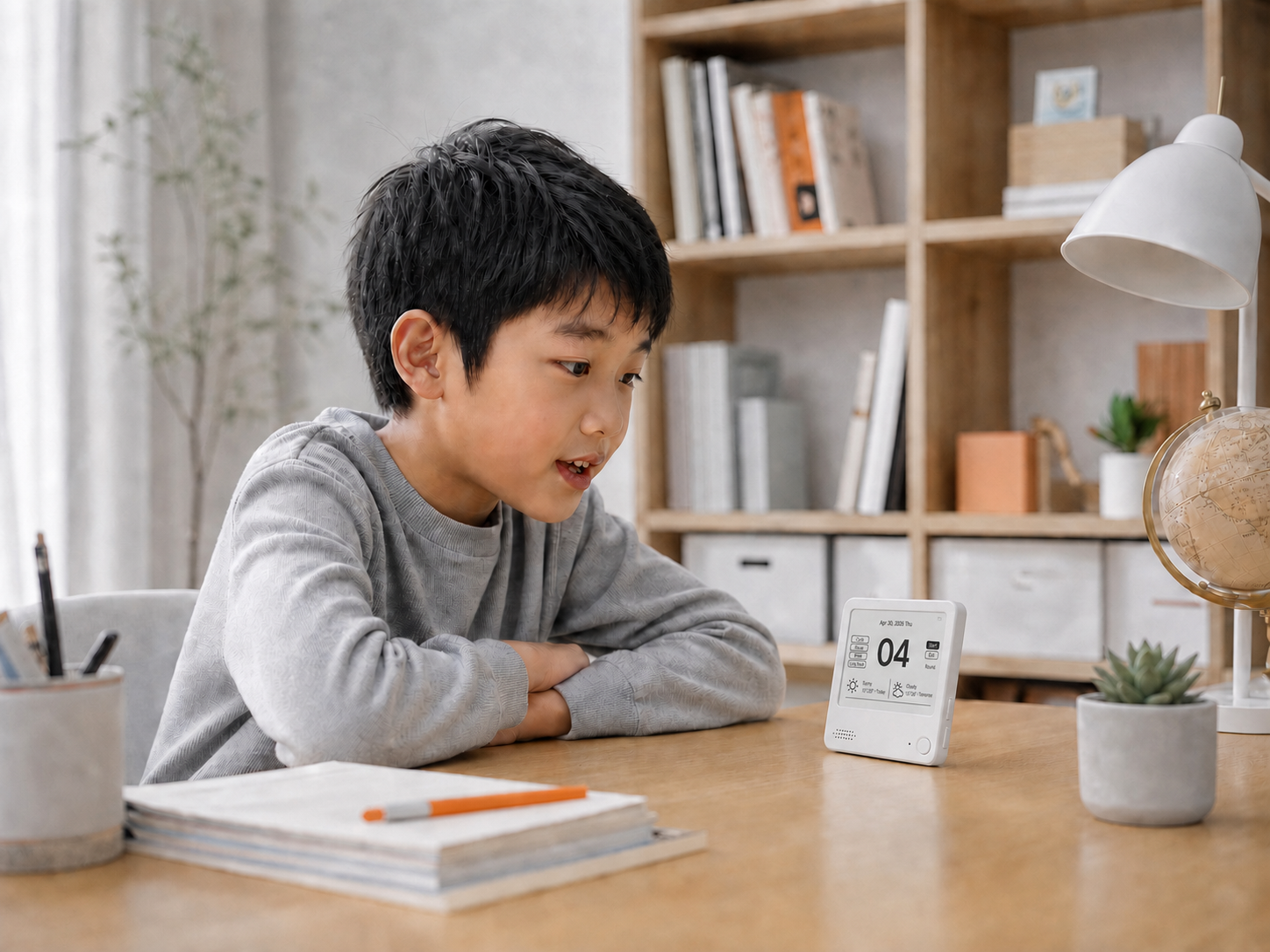 A student using the ZECTRIX NOTE4 focus timer at a desk