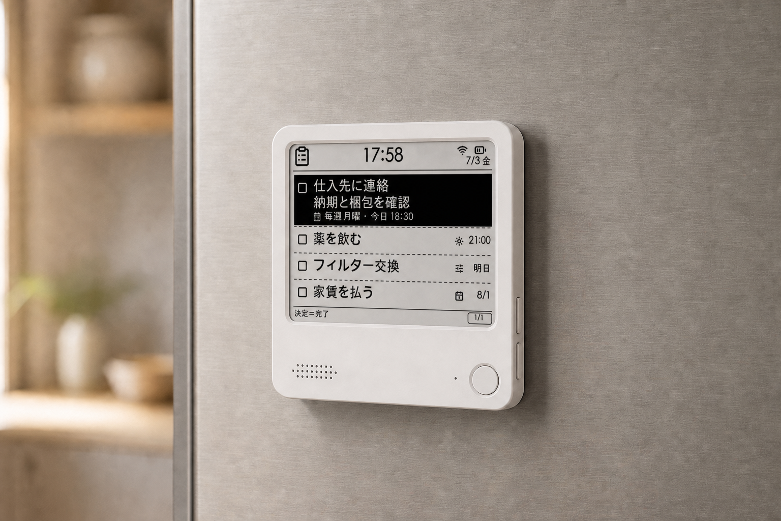 金属面にマグネットで取り付け、天気を表示するZECTRIX NOTE4